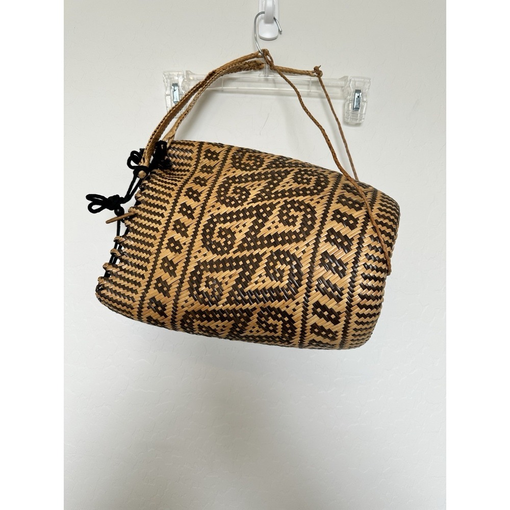 Natural Rattan Backpack featuring a dayak tribal-inspired.